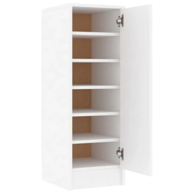 Afbeelding van Schoenenkast 32X35X92 Cm Bewerkt Hout Gerookt Eikenkleurig Wit