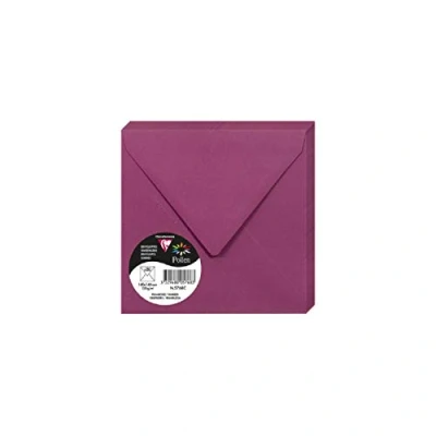 Afbeelding van Clairefontaine 5768C, verpakking met 20 enveloppen, vierkant, 14 x cm, 120 g/m², kleur: framboos, uitnodiging voor evenementen en overeenkomst, Pollen serie, glad papier van hoge kwaliteit