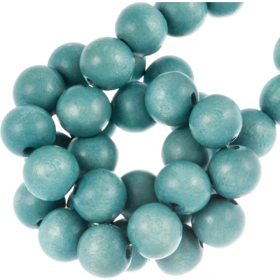 Afbeelding van Houten Kralen Vintage Look (12 mm) Teal Blue (70 stuks)