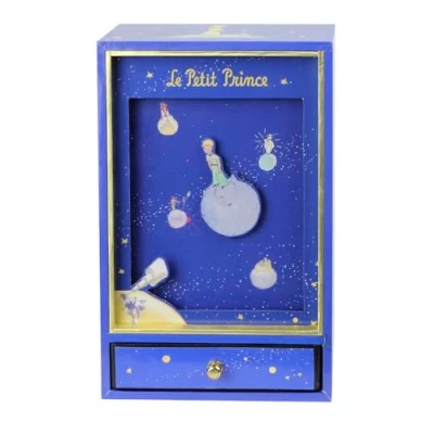 Afbeelding van TROUSSELIER Traditionele muziekdoos grote dans de kleine prins Saint Exupéry ideaal cadeau voor kinderen nachtmuziek van chopin kleur blauw
