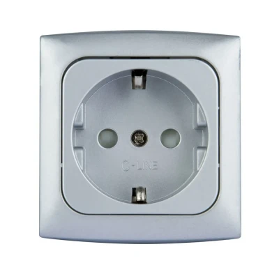 Afbeelding van Haba C line Wandcontactdoos Zilver Contactdozen