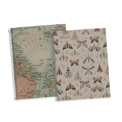 Afbeelding van Miquelrius Set van 2 A4 schriften, 5 mm geruit, 80 g/m² gerecycled papier, vellen, effen, gerecyclede spiraalbinding, eco vlinders &amp; kaarten