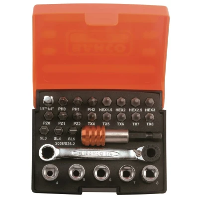 Afbeelding van Bahco 2058/S26 2 26 delige bit en doppenset 80x35x100mm
