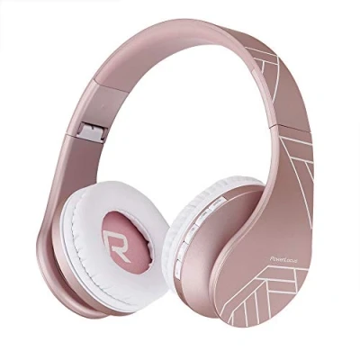 Afbeelding van PowerLocus Bluetooth hoofdtelefoon, draadloze on ear hoofdtelefoon met geïntegreerde microfoon, HD stereo, Micro SD/TF modus, FM radio, opvouwbaar etui, verbinding 2 apparaten voor