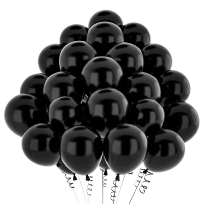 Afbeelding van hpnparty 50 stuks metallic zwarte ballonnen van 30,5 cm, heliumballonnen latex, voor verjaardag, babyshower, bruiloft, doop, feestdecoratie