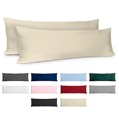 Afbeelding van Kussensloop, 40 x 145 cm, versterkt katoen, 2 stuks, beige, dicht geweven, 57 draden/cm², kussensloop Oeko Tex gecertificeerd