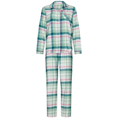 Afbeelding van Pastunette Flannel Check Pyjama Doorknoop Katoen/Flanel Groen Maat 43