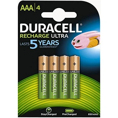 Afbeelding van Duracell AAA HR03 Duralock Pre and Stay Charged oplaadbare NiMH batterijen 850 mAh 4 stuks