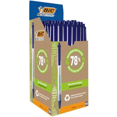 Afbeelding van Balpen Bic Ecolutions Clic Stic Blauw doos 50 stuks