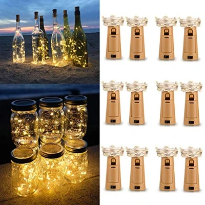 Afbeelding van 12 ST LED Fles licht, 20 LED&#039;s 2M Fairy Light Koperdraad Wijnfles Lichten met Cork Stemming Koord Licht voor DIY Romantische Decoratie Kerst Bruiloft Tuin (warm wit)