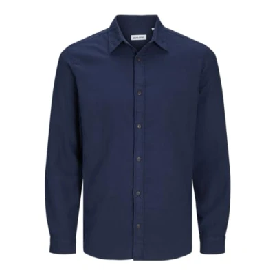 Image de JACK&amp;JONES PLUS Jjjoshua Fall Flannel Shirt Ls Pls Chemise de loisirs pour homme, Blazer bleu marine Détails : solide, 5XL grande taille