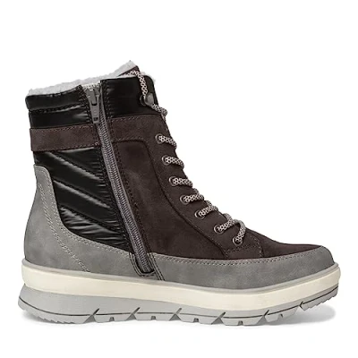 Afbeelding van Jana Veterboots, Dames, Maat: 38, Graphite Imitatieleer/ textiel