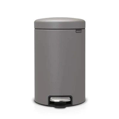 Afbeelding van NewIcon pedaalemmer 12 liter met kunststof binnenemmer Mineral Concrete Grey Brabantia