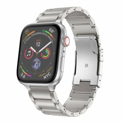 Afbeelding van Apple watch Titanium schakelband Zilver Geschikt voor 38mm / 40mm 41mm