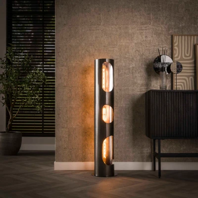 Afbeelding van Hoyz Collection Vloerlamp Ø25 Organic Cylinder L 3L Zwart Nikkel