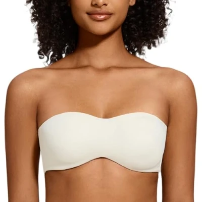 Afbeelding van Meleneca Soutien gorge minimiseur sans bretelles non doublé avec armatures, pour femmes à forte poitrine, Blanc cassé, 95C