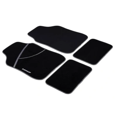 Afbeelding van Dunlop Automatten Set 4 Stuks 2 Auto Vloermatten 66 x 44 CM Matten 28 42 Anti Slip Zwart/Wit