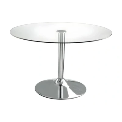 Afbeelding van Vente unique Ronde eettafel NOLAN Gehard glas en verchroomd metaal L 110 cm x H 76 D