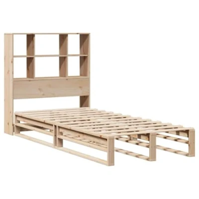 Afbeelding van vidaXL Bed met boekenkast zonder matras massief hout 90x190 cm