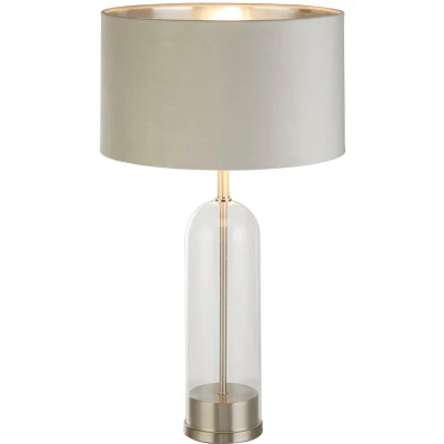 Afbeelding van Searchlight Oxford Tafellamp Ø 38 X 51 Cm Satijn Nikkel, Zilver En Grijs