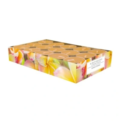 Afbeelding van Pajoma 92003 30 stuks geurkaarsen mango oranje moderne lijn, brandduur: ca. 14 uur, hoogte 1,5 cm
