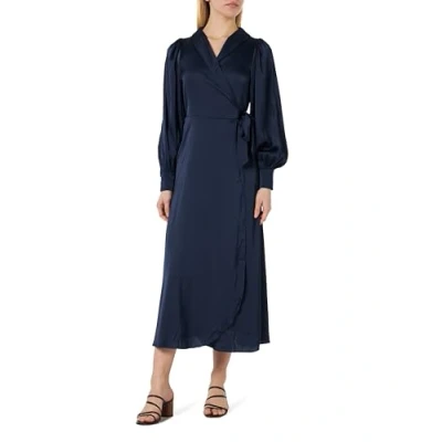 Image de Vila Robe Vienna Ravenna L/S Ankle Wrap Dress noos pour femme, Blazer bleu marine., 44