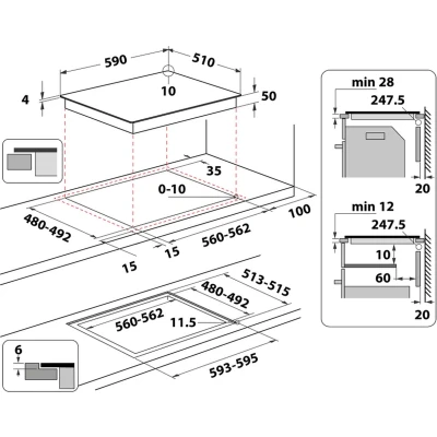Afbeelding van Whirlpool Ws Q2160 Ne Inductiekookplaat, 59 Cm,4 Zones, 4 Boosters, Automatische Functies, Timer, Power Management,kinderslot, Quasar Buttons, Zonder