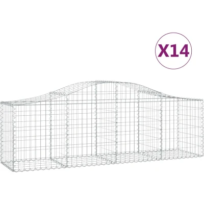 Afbeelding van VidaXL Schanskorven 14 st gewelfd 200x50x60/80 cm gegalvaniseerd ijzer