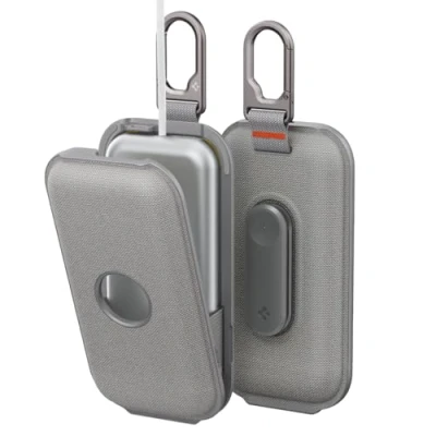 Afbeelding van Spigen Klasden Coque pour batterie avec clip ceinture Compatible Apple Vision Pro, Étui portable et mousqueton pack de batteries Support Gris Charbon