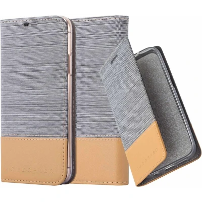 Afbeelding van Cadorabo Hoesje geschikt voor Apple iPhone 13 PRO MAX in LICHTGRIJS BRUIN Beschermhoes met magnetische sluiting, standfunctie en kaartvakje Book Case Cover Etui