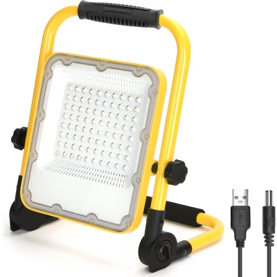 Afbeelding van Bouwlamp werklicht oplaadbaar USB LED 50W=150W schijnwerper daglichtwit 6500K 3 standen + flits blauwrood waterdicht IP65