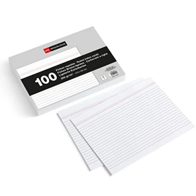 Afbeelding van Miquelrius Flashcards, 100 effen notitiekaarten, horizontale strepen, studiekaarten, karton 160 g/m², formaat 215 x 200 mm