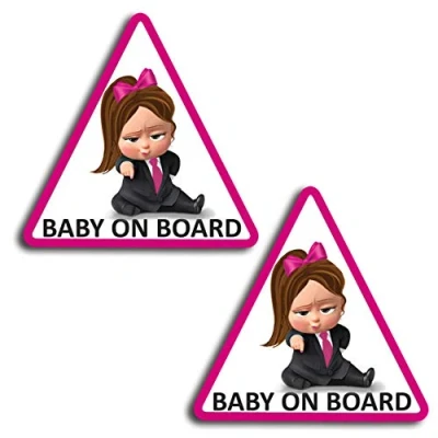 Afbeelding van Biomar Labs 2 x PVC sticker vinyl Baby aan boord Boss op teken aandacht voor auto ramen B 166