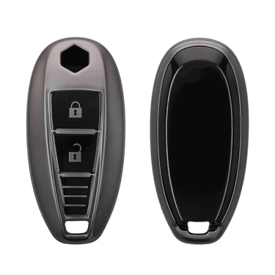Afbeelding van kwmobile autosleutel hoesje geschikt voor Suzuki Sport 2 knops Keyless Go hoes TPU behuizing Beschermende auto sleutel case Sleuteletui in mat zwart /