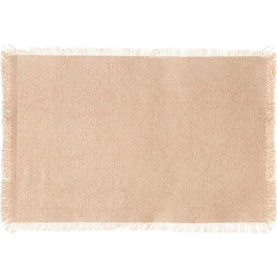 Afbeelding van Placemat Maha katoen set van 4 “ 45 x 30 cm Onderleggers Beige Met franjes