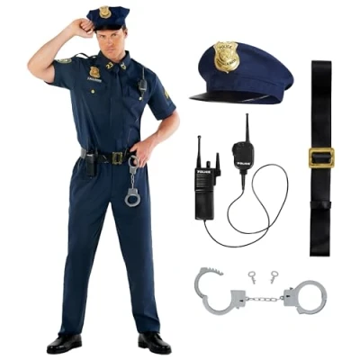 Afbeelding van Morph Politieagentenkostuum voor heren, politiekostuum, volwassenen, carnavalskostuum, Halloween kostuum, maat XXL