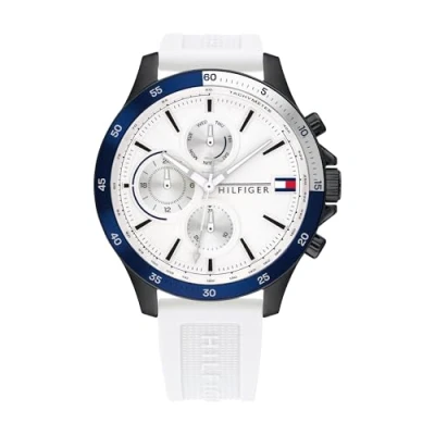 Afbeelding van Tommy Hilfiger Multifunctioneel analoog kwartshorloge voor heren met siliconen horlogebandje marineblauw 1791723, Blauw,