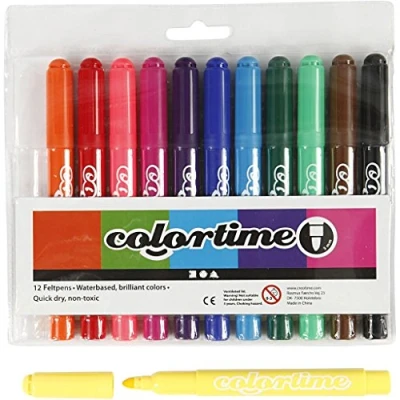 Afbeelding van Colortime stift, 5 mm lijn, Standaard kleuren, 12 stuks