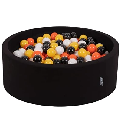 Afbeelding van KiddyMoon Ballenbad, 90 x 30 cm, 200 ballen met een diameter van 7 rond model, gemaakt in de EU, toekan: zwart/wit/oranje/geel