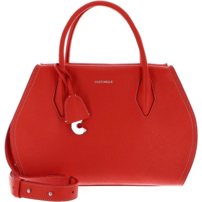 Afbeelding van COCCINELLE Leren Schoudertas Handtas Lord Handbag Grained Leather Gazpacho Oranje