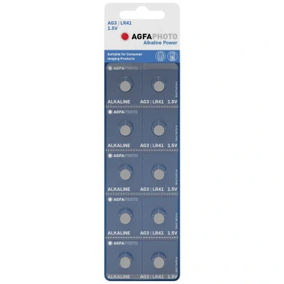 Afbeelding van Agfaphoto Alkaline batterij, knoopcel, LR41, V3GA, 1,5 V voeding, blisterverpakking (10 pack)