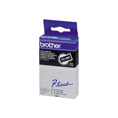 Afbeelding van Brother TC 395 labelprinter tape Wit op zwart