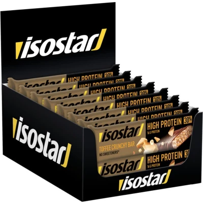 Afbeelding van 16 x Isostar High Protein 30 Bar Toffee Crunchy Eiwitreep voor krachtsport