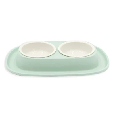 Afbeelding van Aimé Afneembare dubbele container voor honden en katten met antislip anti overloophouder, inhoud 2 x 230 ml