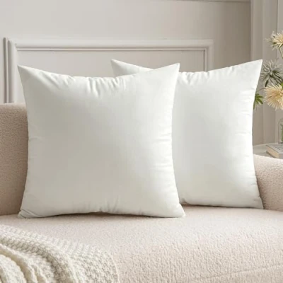 Afbeelding van MIULEE Set van 2 decoratieve fluwelen kussenhoezen Met verborgen ritssluiting Ideaal voor bank, slaapkamer en kantoor 50 x cm Zuiver wit