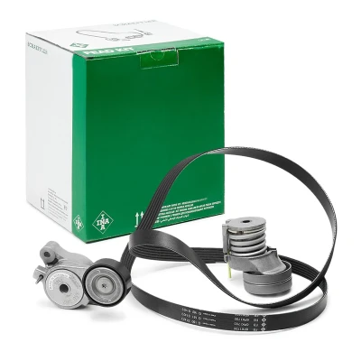 Afbeelding van INA 529 0519 20 Poly V riem set Met vrijlooppully VOLKSWAGEN: GOLF 5, 6, Passat B7 Variant, SEAT: Ibiza 4, 4 ST, Sportcoupe
