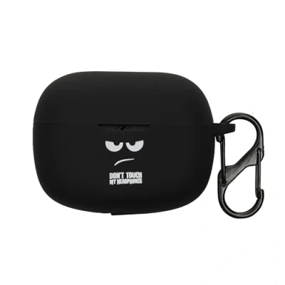 Afbeelding van kwmobile Hoes geschikt voor JBL Wave Beam Siliconen cover oordopjes in wit / zwart Don&#039;t Touch My Headphones design