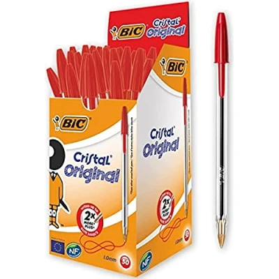 Afbeelding van BIC Cristal Original Balpen, medium punt (1,0 mm) NF Milieu gecertificeerd rood, doos van 50