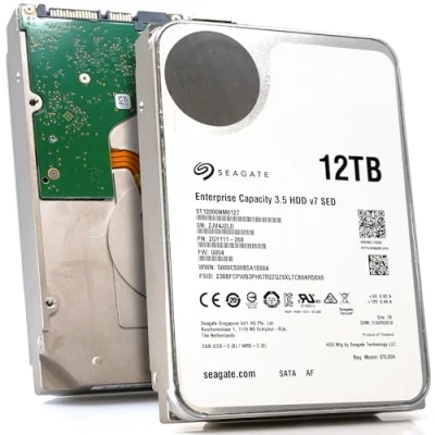 Afbeelding van Seagate Enterprise Capacity v7 ST12000NM0127 interne harde schijf 12 TB 3,5 inch SATA 6 Gb/s 7200 rpm 256 MB geheugen cache (gereviseerd)