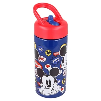 Afbeelding van Mickey Mouse sportwaterfles met rietje en geïntegreerd handvat, 410 ml